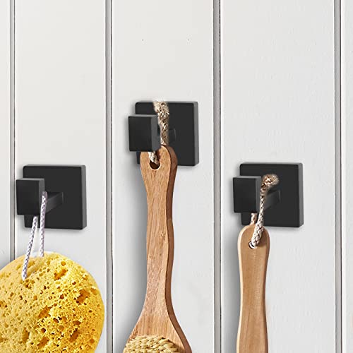 4-Pack Matte Black Square Towel Hooks, Heavy Duty Stainless Steel Wall Mount