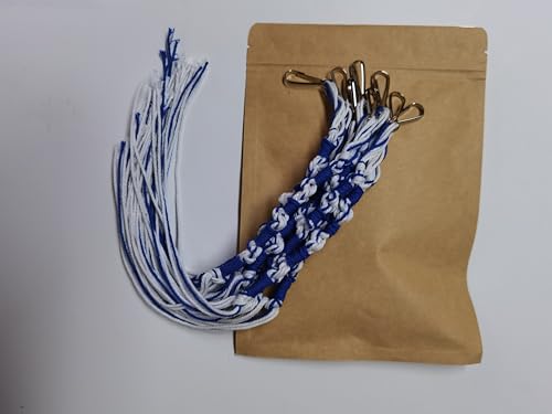 Blue and White Polyester Tassel Set - 4-Piece Decorative Fringe Accessory