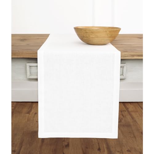 Solino Home White Linen Table Runner 14 x 144 Inches - 01 Variation