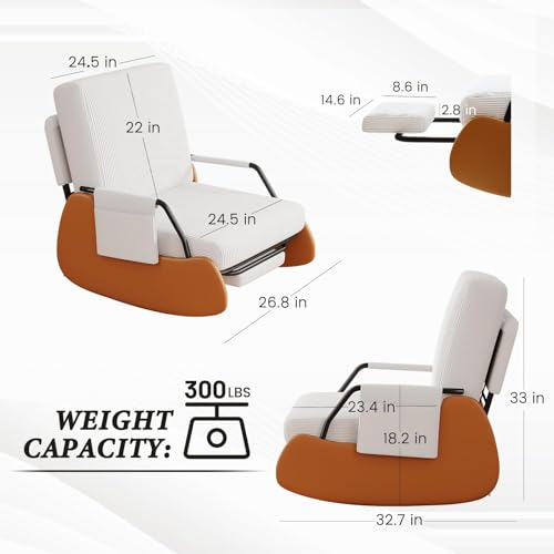 Modern Upholstered Glider Rocking Chair with Recline and Footrest
