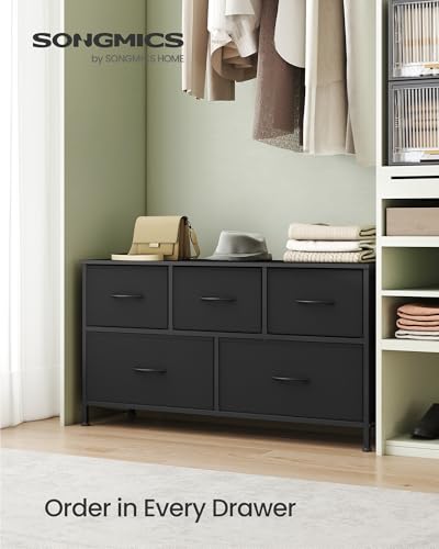 SONGMICS 5-Drawer Dresser Chest with Steel Frame for Bedroom & Entryway