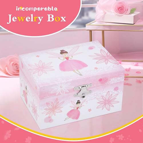Spinning Ballerina Musical Jewelry Box for Kids - Wooden Storage Chest