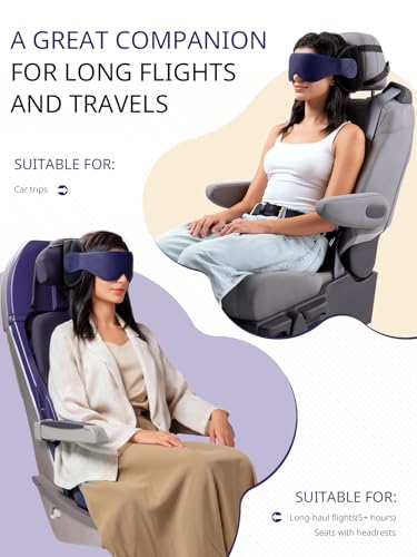 Black Travel Neck Pillow with 3D Eye Mask for Airplane Sleep – Bonairest