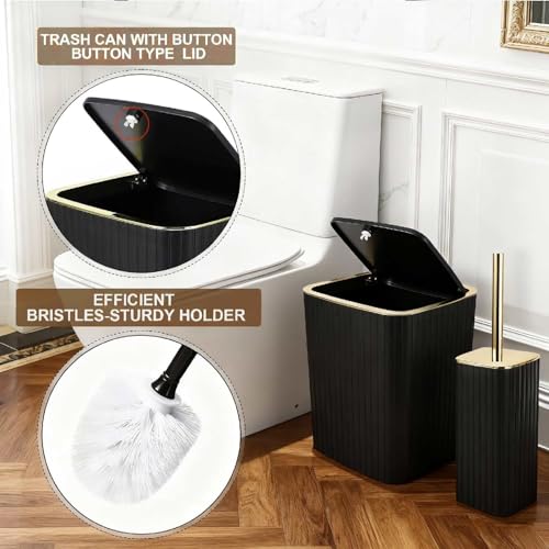 21-Piece Complete Bathroom Accessory Set in Black with Shower Curtain & Rugs