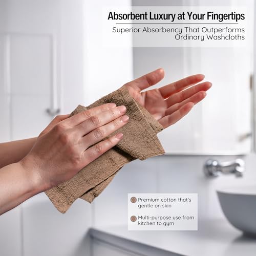 Living Fashions 13x13 Inch Soft Cotton Washcloths 12 Pack - Highly Absorbent Face Towels