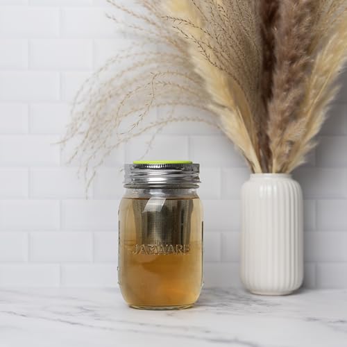 Jarware Mason Jar & Tea Infuser Lid - Fits Regular Mouth Mason Jars, Stainless Steel Filter, Perfect for Hot & Cold Brew Tea (Variation: Mason Jar & Tea Infuser Lid)