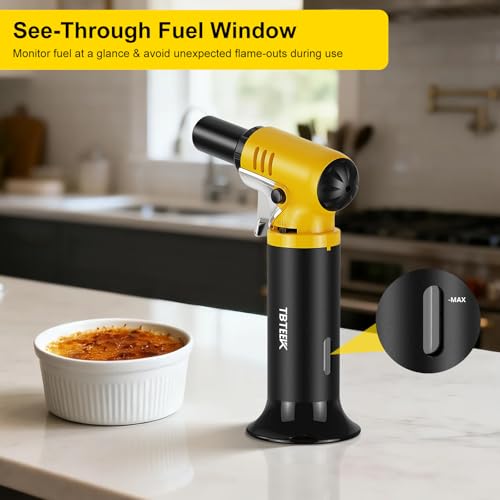 Refillable Butane Kitchen Torch with Fuel Gauge - Adjustable 2500°F Flame