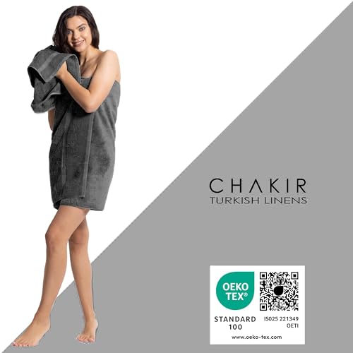 4-Piece Premium Turkish Cotton Bath Towel Set - Soft & Absorbent, Dark Gray
