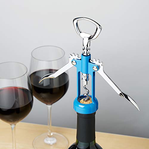 TRUE Blue Winged Corkscrew Wine Opener Set – Multi-Purpose Bottle Opener for Wine, Beer & Soda