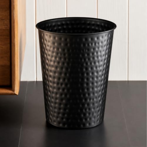 Metal Bathroom Trash Can – Hand Hammered Decorative Wastebasket Bin