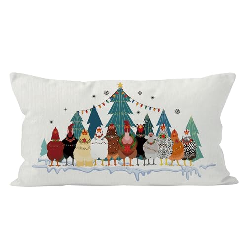 QGFM Christmas Chicken 20x12 Throw Pillow Cover – A-pillow Cover, Farmhouse Decor