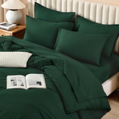 Queen Comforter Set with Sheets - 7 Piece All Season Bedding Set (Emerald)