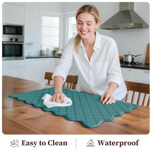 Arenarug 2pc Upgrade Scalloped Kitchen Mats Rug set, Christmas Green – Spruce Green 17.3" x 30" + 17.3" x 59"