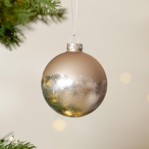 DN Deconation Matte Silver Christmas Ornaments Set of 9 - Glass Ball Decor, 3.14"