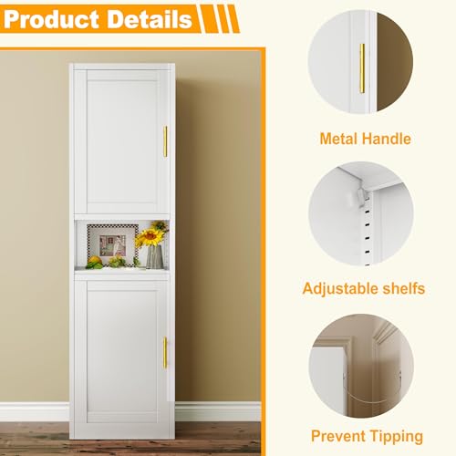 Tall Narrow Metal Storage Cabinet with 4 Adjustable Shelves, 67-Inch Pantry