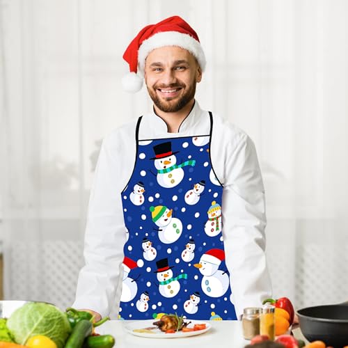 Snowman Christmas Apron for Men Women Kids - Winter Kitchen Cooking BBQ Gift