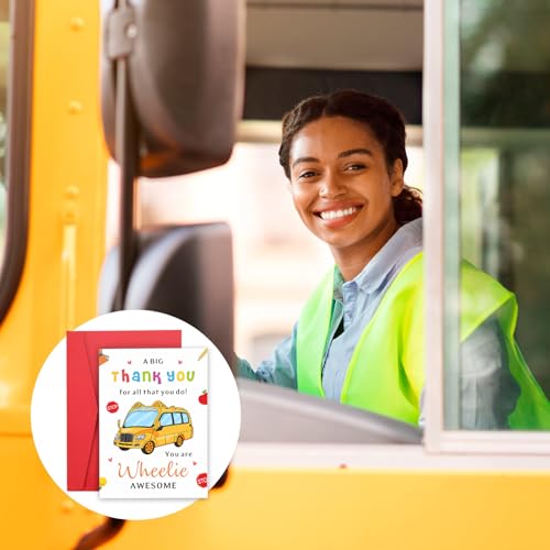 School Bus Driver Appreciation Cards Bulk – ‘A Big Thank You For All That You Do, You Are Wheelie Awesome’