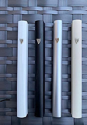 Aluminum Mezuzah Case - 6 Inch Silver Shin Design Weatherproof Door Decor