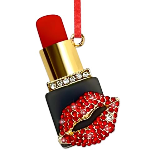 Lipstick Christmas Ornament - Makeup Ornaments for Tree Charm Red