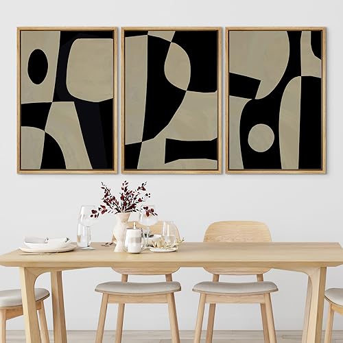 Abstract Geometric Framed Canvas Wall Art Set - 3-Panel 16x24 Nordic Decor