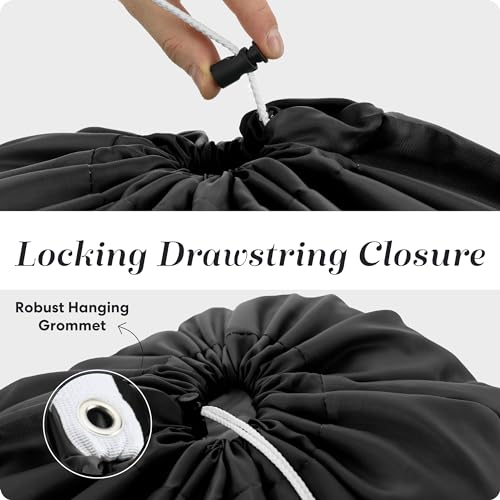 Extra Large Nylon Laundry Bag with Locking Drawstring - 2 Pack, Black