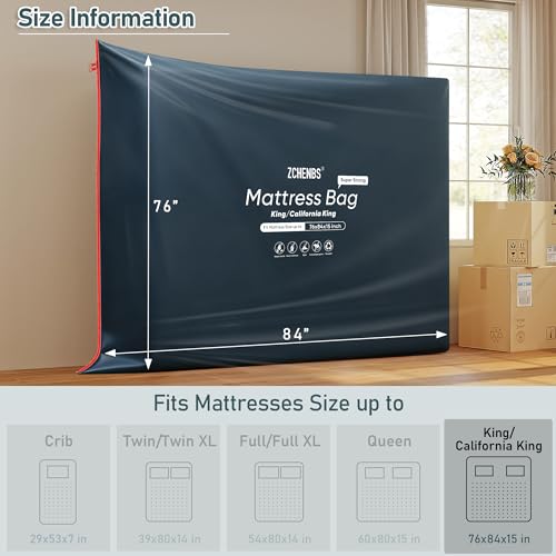 Heavy-Duty King Mattress Bag for Moving - Waterproof Zipper Storage