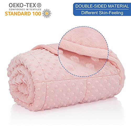 15lb Weighted Blanket for Adults, Soft Minky Throw, Pink 48x78 Inch
