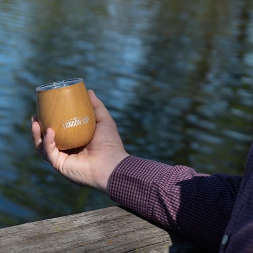 London Sip Yerba Mate Cup & Bombilla Set with 2 Burl Wood Gourds, Spill-Resistant Lids & Accessories