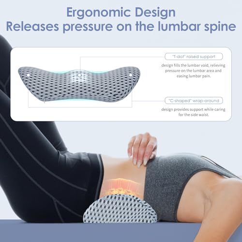 Memory Foam Lumbar Support Pillow for Back Pain Relief - Gray