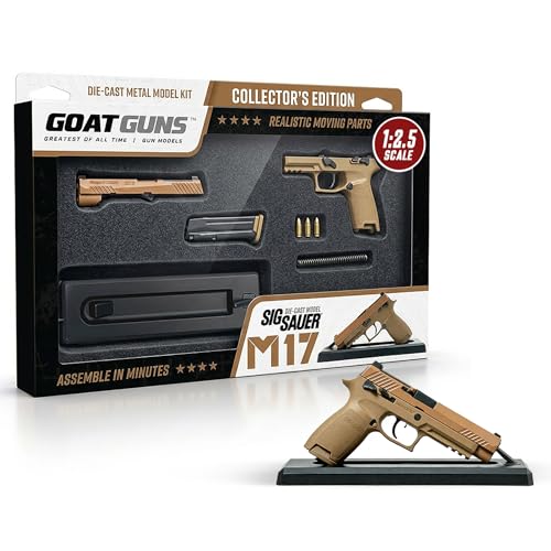 M17 Pistol Model Kit - 1:2.5 Scale Diecast Metal Replica, 4-Inch Tan