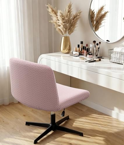 Waterproof Criss Cross Chair Cover - Elastic Jacquard Fabric, Armless Accent Slipcover, Washable, T-Pink