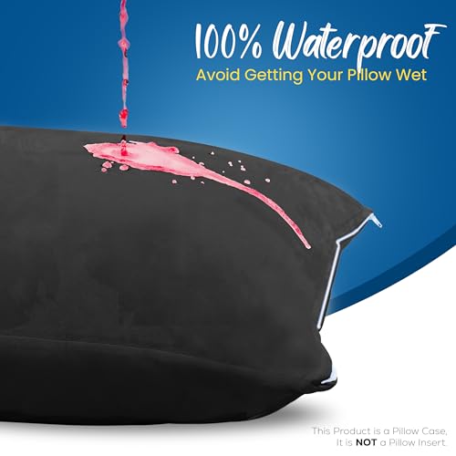 Utopia Bedding 4 Pack Waterproof Pillow Protectors with Zipper King Size (Black), Bed Bug and Dust Mite Proof Pillow case Covers, Moisture Wicking Pillow Encasements 20 x 38 Inches