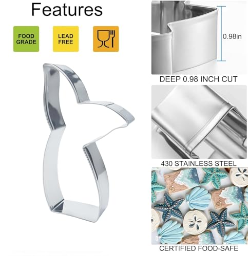 Q-BAKER Mermaid Cookie Cutters Set - Stainless Steel Sea Creatures for Baking