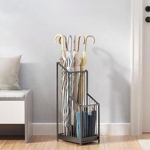 Modern Metal Umbrella Stand with Drip Tray for Entryway and Office