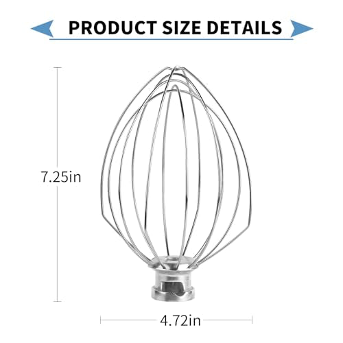6-Quart Stainless Steel Wire Whisk Attachment for Bowl-Lift Stand Mixers
