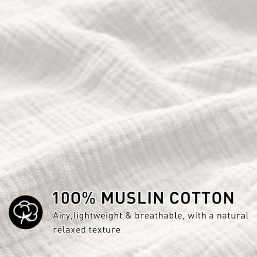 100% Cotton Muslin Duvet Cover Queen Set - Soft Gauze Bedding with Pillowcases