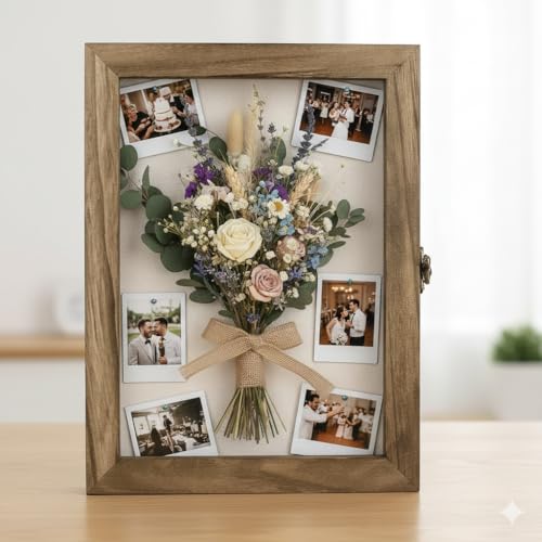 8x10 Shadow Box Display Case with Hinged Glass Door and Wood Frame