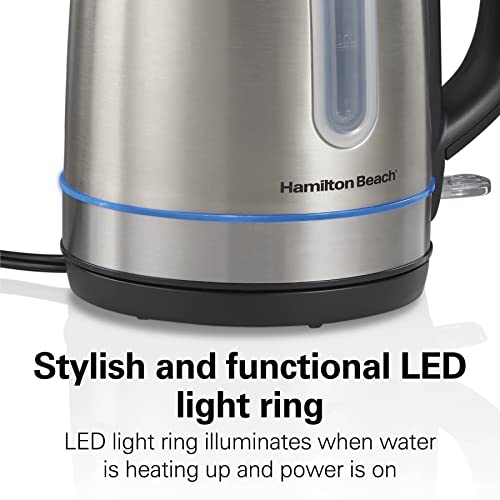 Hamilton Beach 1.8 Quart Stainless Steel Electric Tea Kettle with LED Light Ring