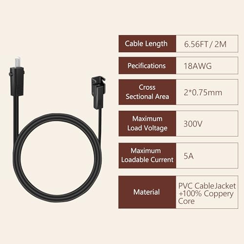 6.6ft Recliner Power Cord Extension 2 Pin Cable for Electric Lift Chair