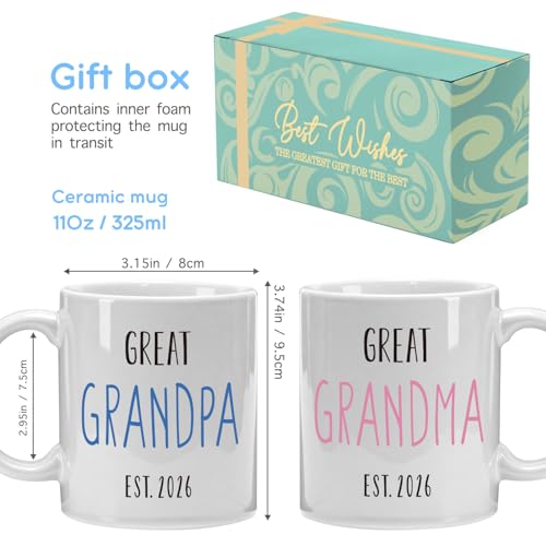 Great Grandparents EST 2026 Coffee Mug Set of 2 - Thank You Gift, 11oz