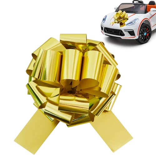 TONIFUL 16in Gold Large Pull Bow - Giant Aluminum Foil Gift & Decor Bow