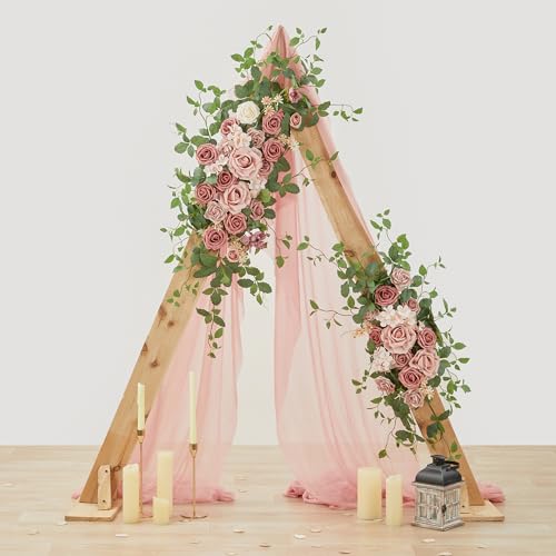 Artificial Wedding Arch Flower Swag Set, 2-Piece Silk Floral Backdrop Decor