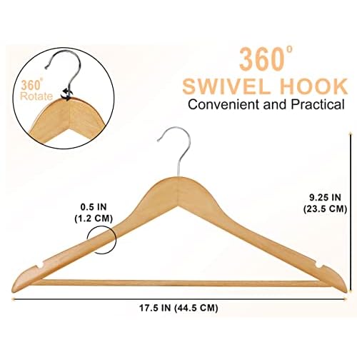 Utopia Home Premium Wooden Hangers 10 Pack - Durable & Slim Coat Hanger - Suit Hangers with 360-Degree Rotatable Hook - Wood Hangers with Shoulder Grooves (Natural Color)