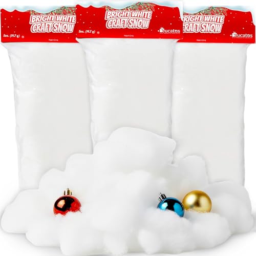 3-Pack Artificial Fake Snow Fluff Sheets for Christmas Decor - 45 Sq Ft