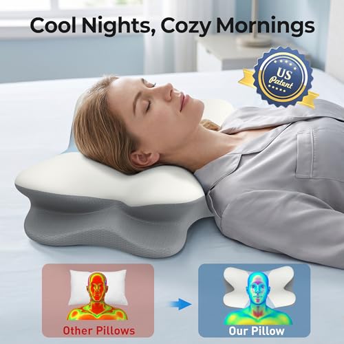 Contour Memory Foam Neck Pillow for Pain Relief - Ergonomic Design for All Sleep Positions
