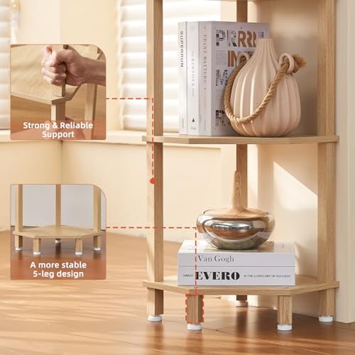 3-Tier Wooden Corner Shelf, Small Freestanding Storage Organizer for Home
