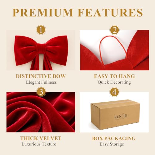 Senjie Extra-Large Beige Velvet Christmas Tree Topper Bow 16in x 35in