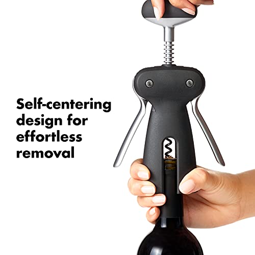 OXO Steel Winged Corkscrew with Removable Foil Cutter - Easy Bottle Opener