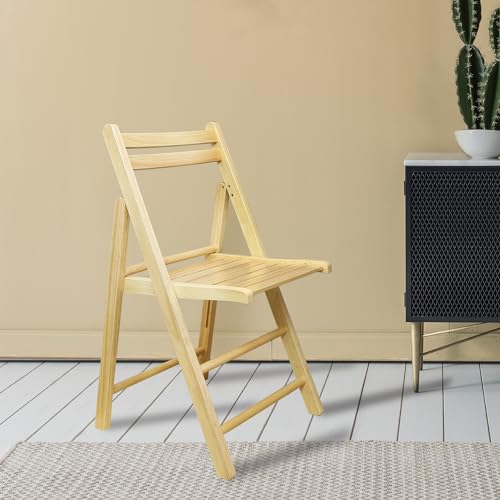 Solid Wood Folding Chairs - 2-Piece Set, Natural Finish