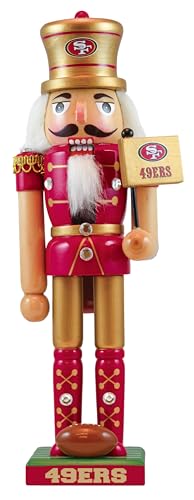 San Francisco 49ers Hand-Crafted Wooden Nutcracker - 12-Inch Holiday Decor